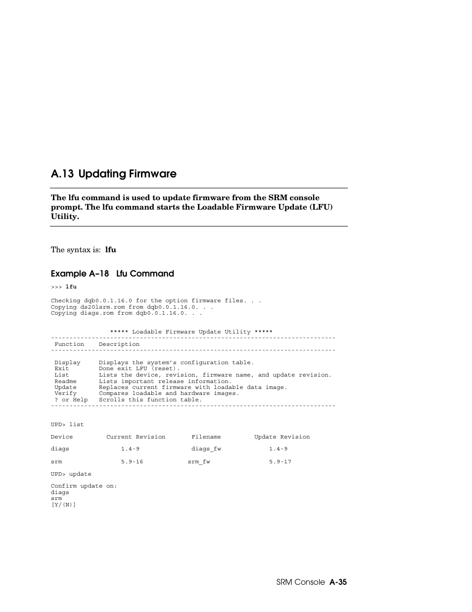 A.13 updating firmware | HP DS20L User Manual | Page 123 / 152