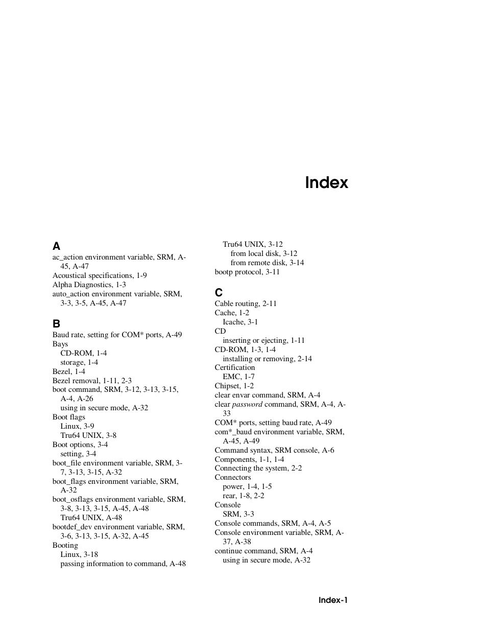 Index | HP DS20L User Manual | Page 145 / 152