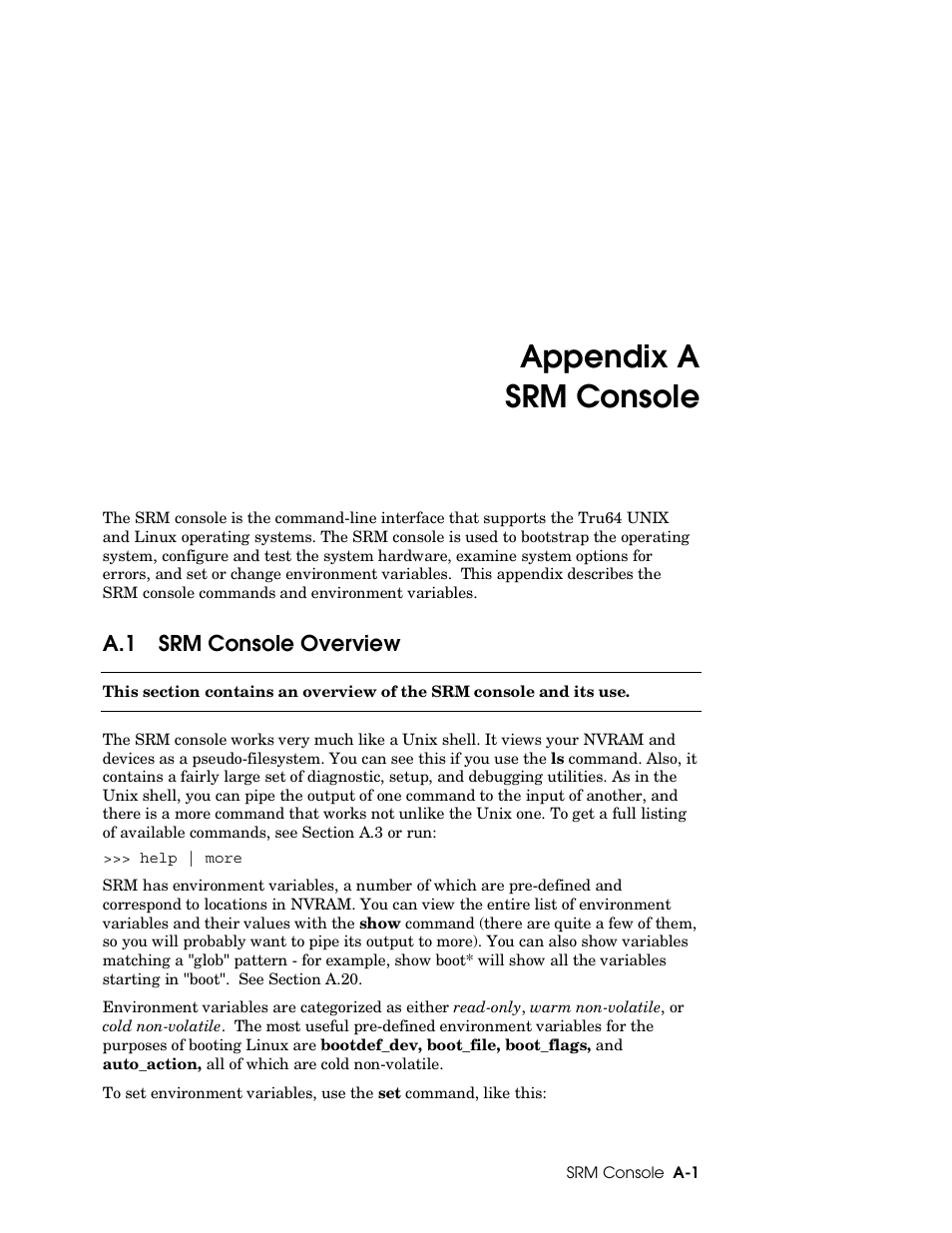 Appendix a srm console | HP DS20L User Manual | Page 89 / 152