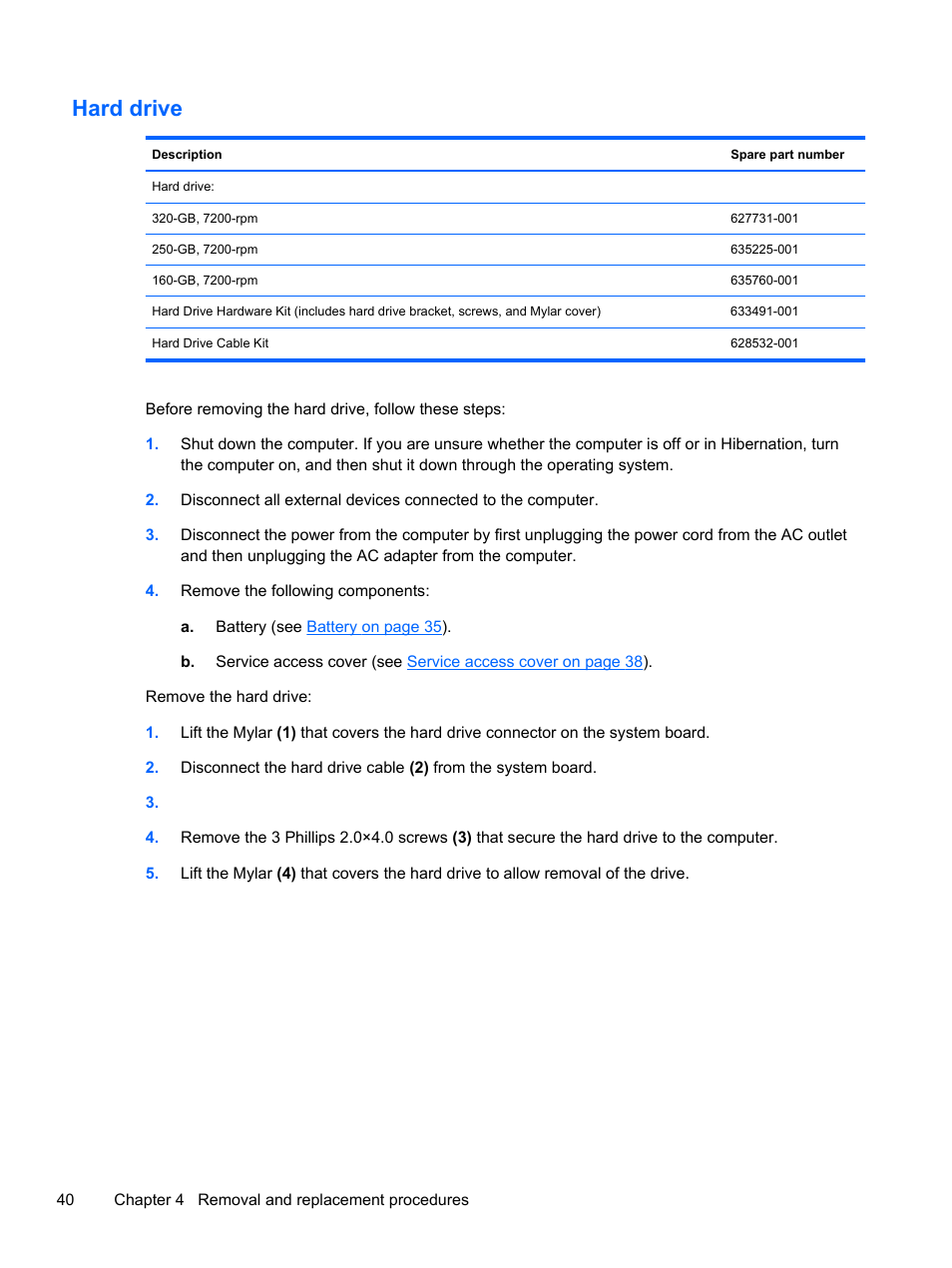 Hard drive | HP 1103 User Manual | Page 48 / 101