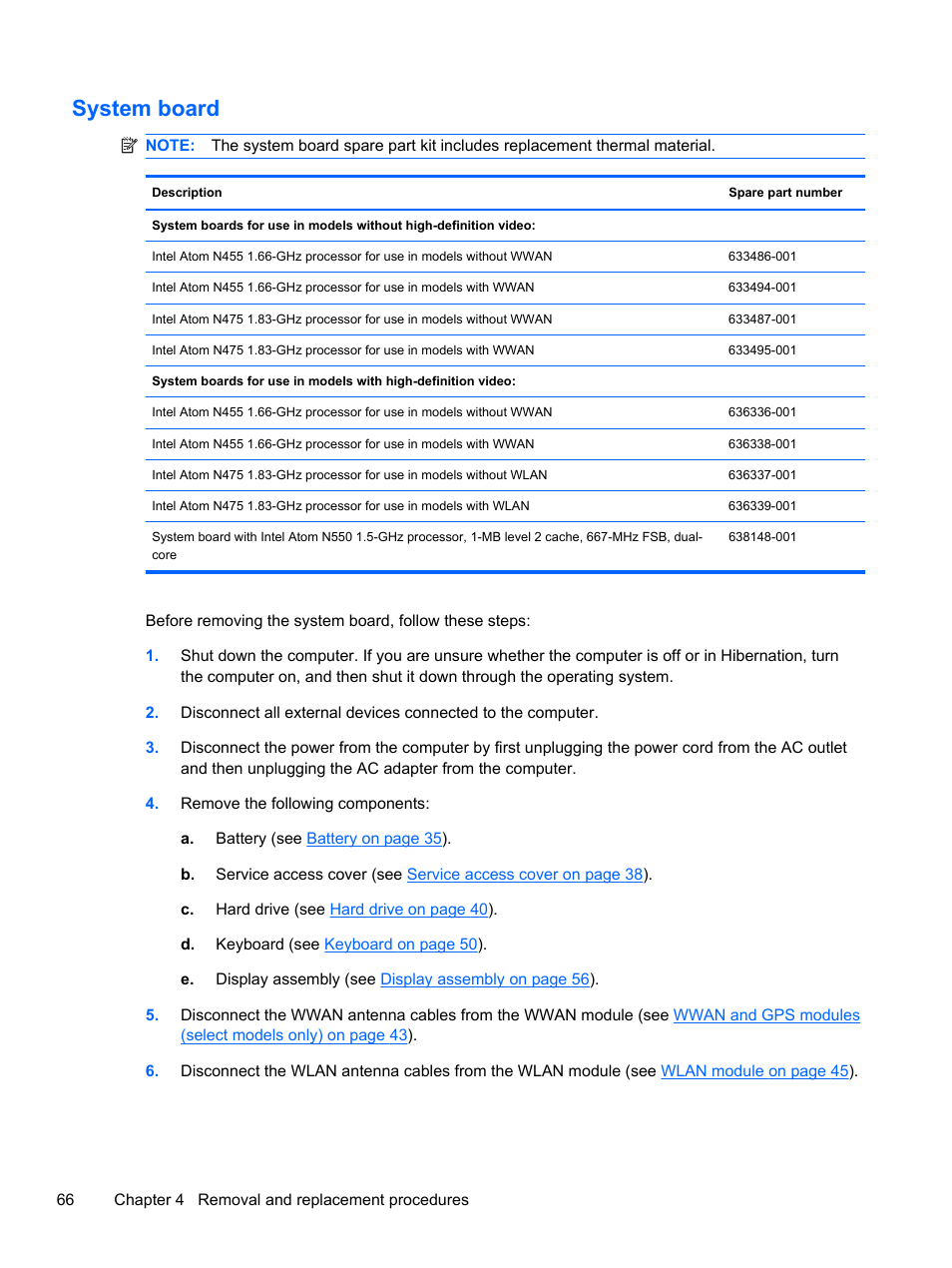 System board | HP 1103 User Manual | Page 74 / 101