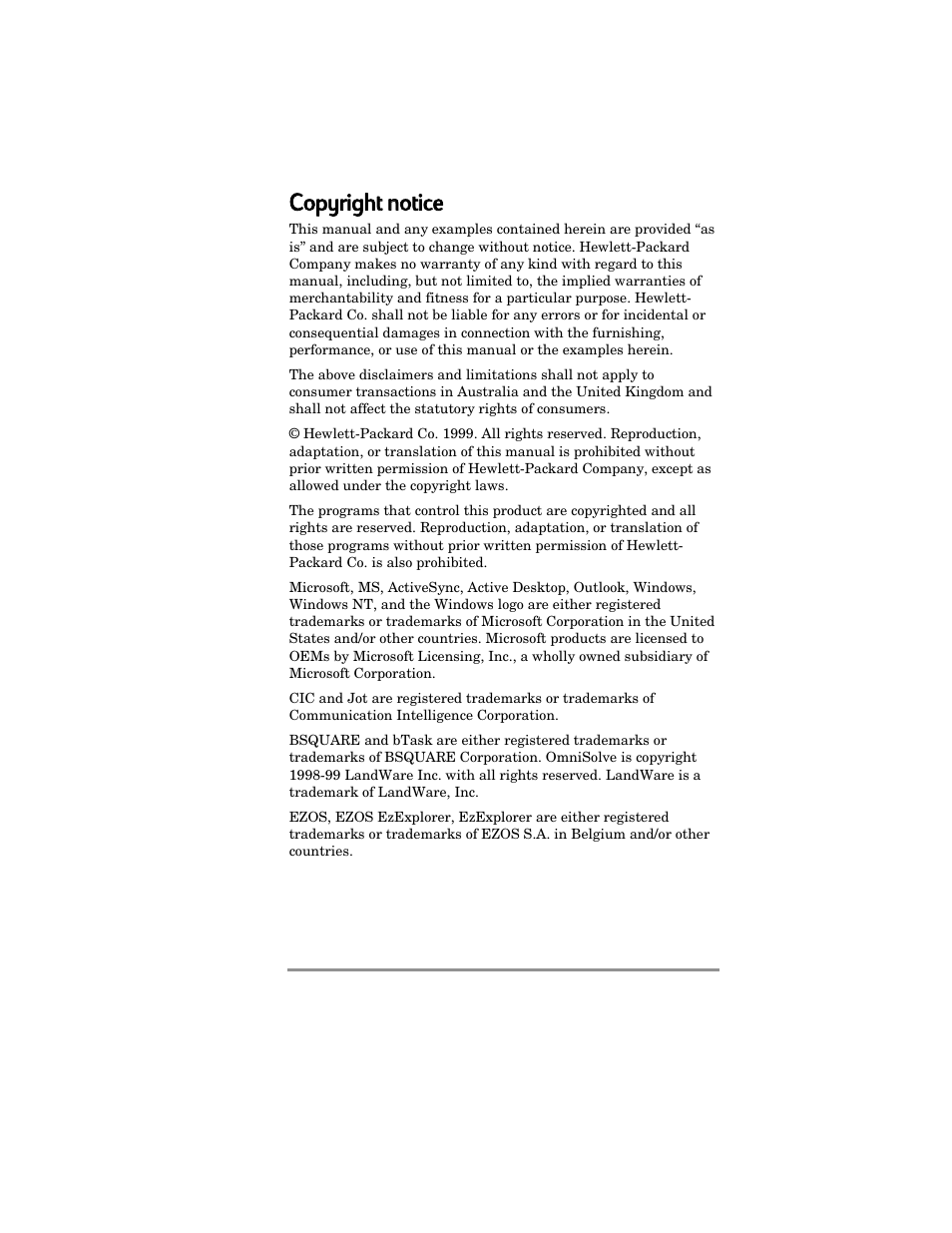 Copyright t nnotice | HP Jornada 420 User Manual | Page 2 / 146