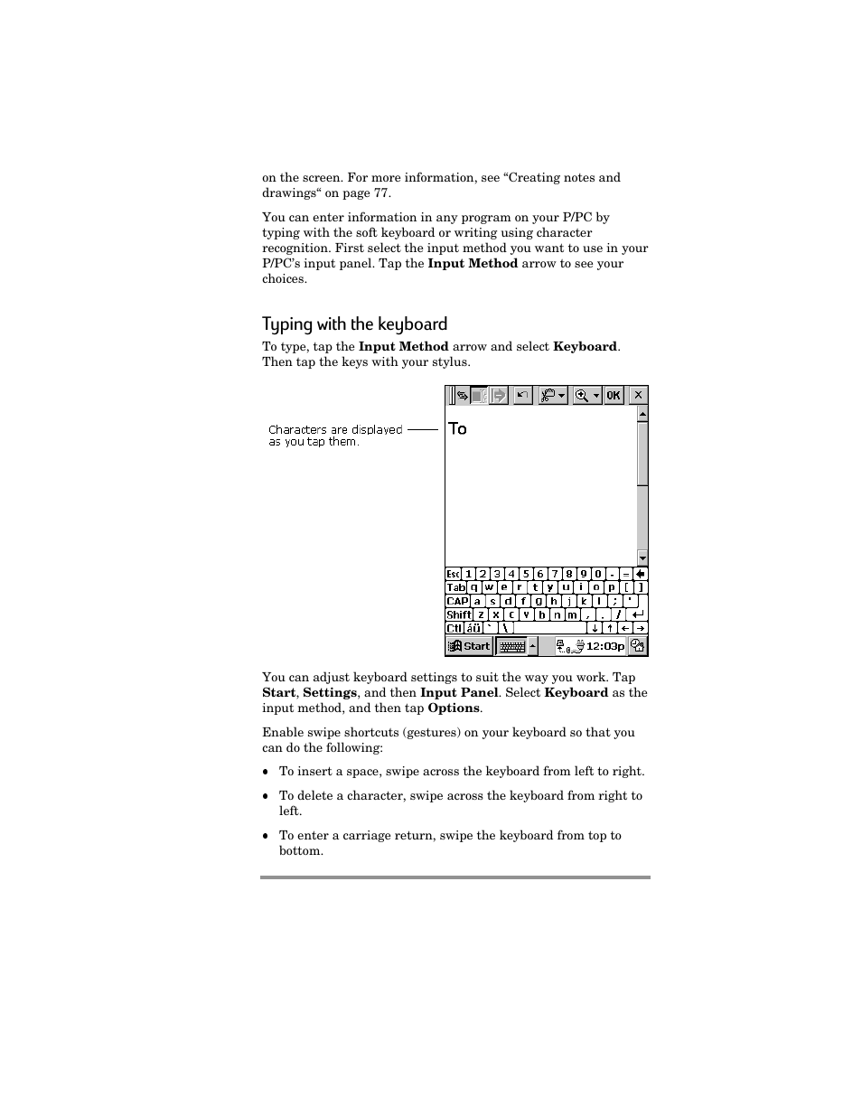 Typing with the keyboard | HP Jornada 420 User Manual | Page 30 / 146