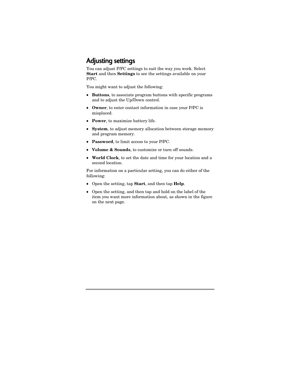 Adjusting g ssettings | HP Jornada 420 User Manual | Page 34 / 146