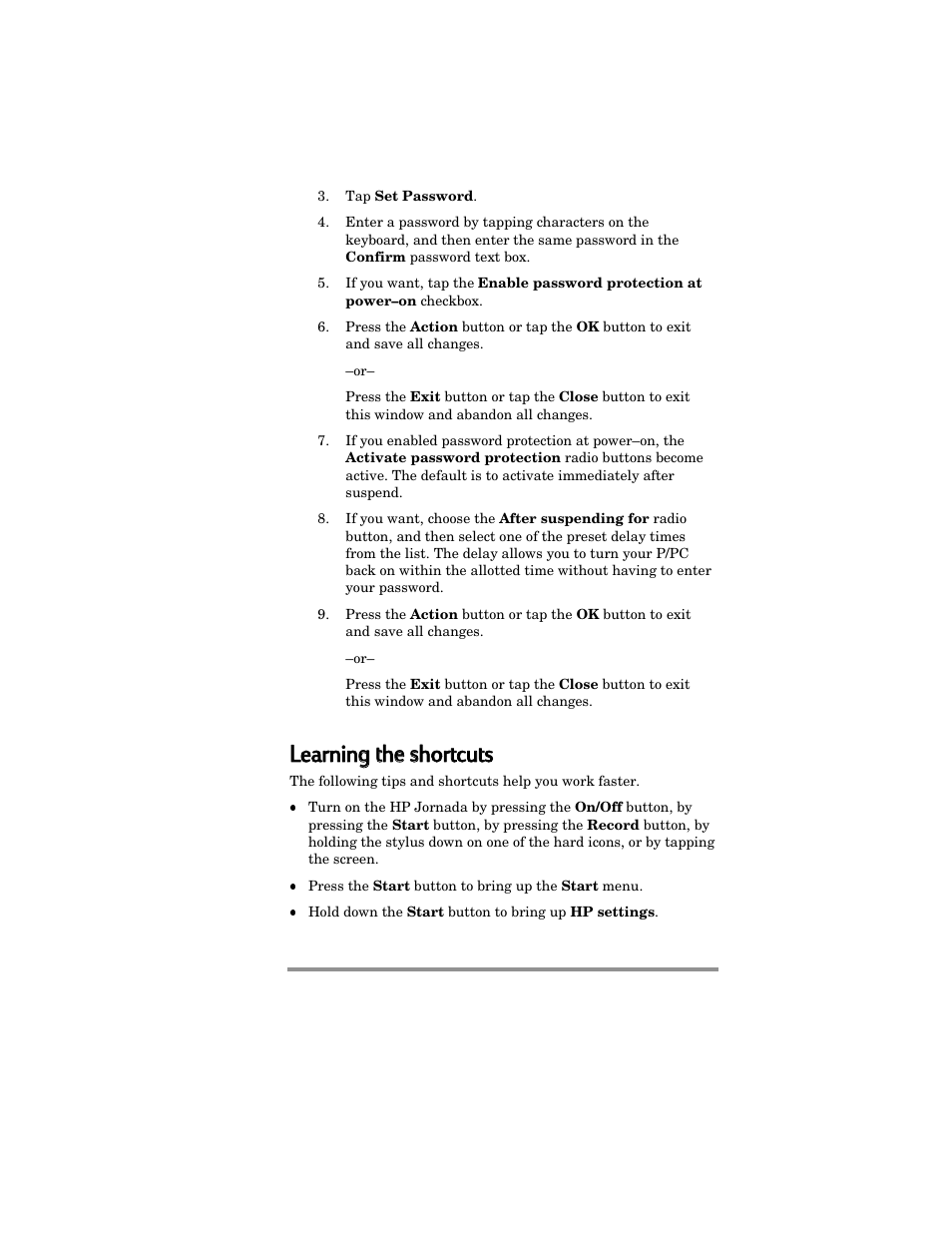 Learning g tthe e sshortcuts | HP Jornada 420 User Manual | Page 40 / 146