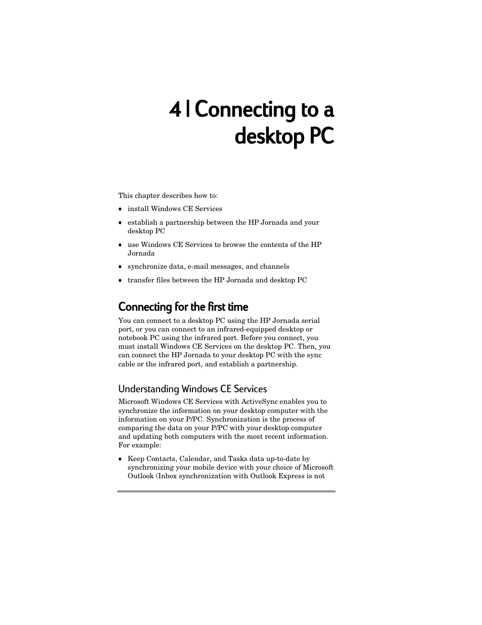 44 | | cconnecting g tto o aa desktop p ppc | HP Jornada 420 User Manual | Page 43 / 146