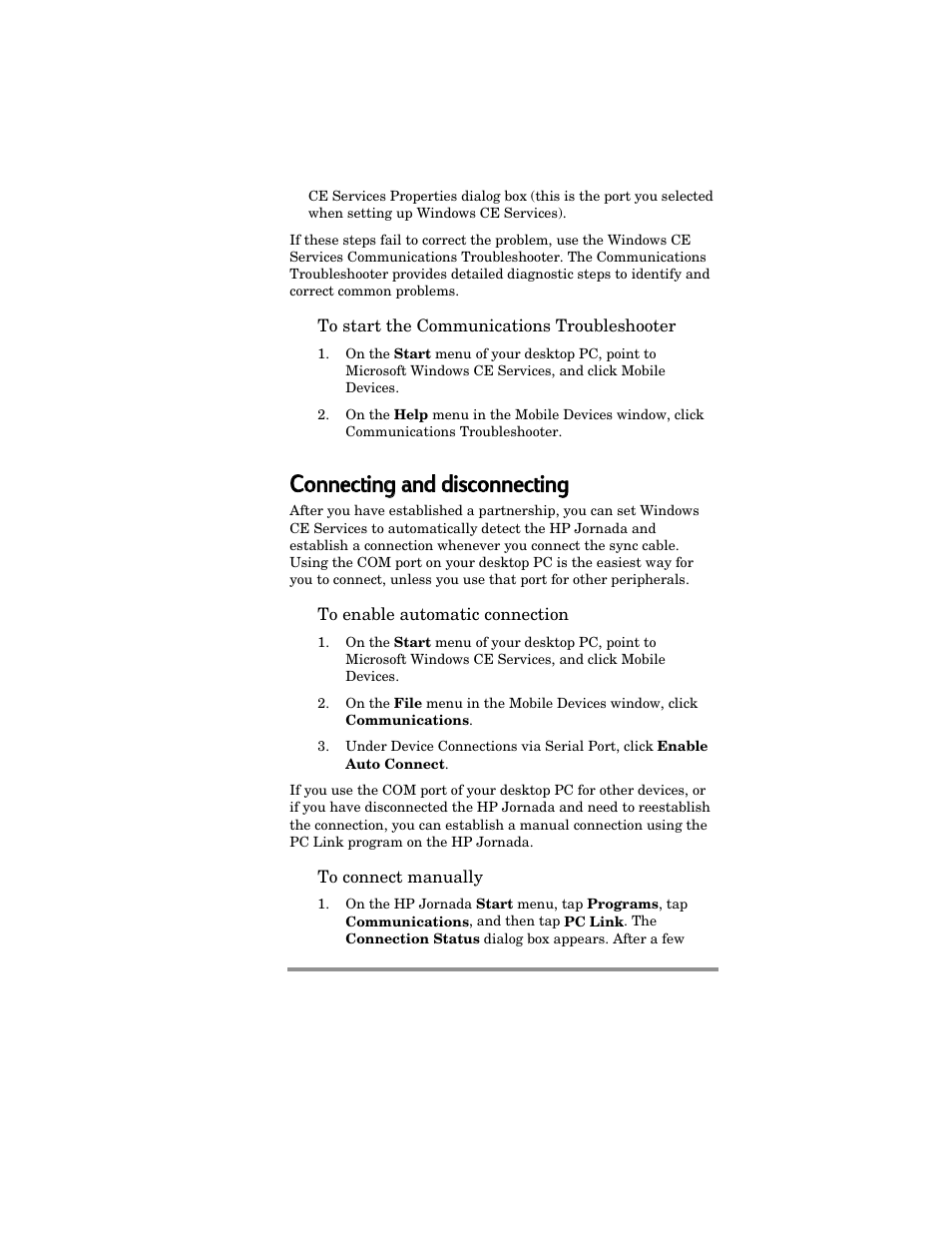 Connecting g aand d d disconnecting | HP Jornada 420 User Manual | Page 50 / 146