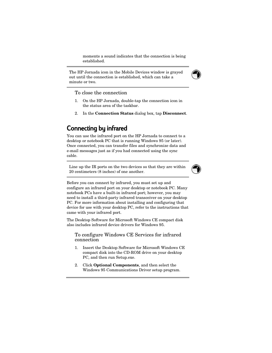 Connecting g bby y iinfrared | HP Jornada 420 User Manual | Page 51 / 146