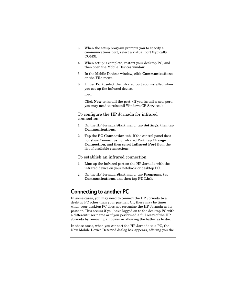 Connecting g tto o aanother r ppc | HP Jornada 420 User Manual | Page 52 / 146