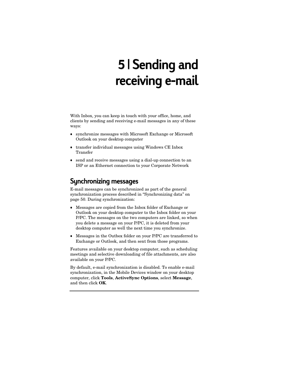 55 | | ssending g aand receiving g ee-mail | HP Jornada 420 User Manual | Page 59 / 146