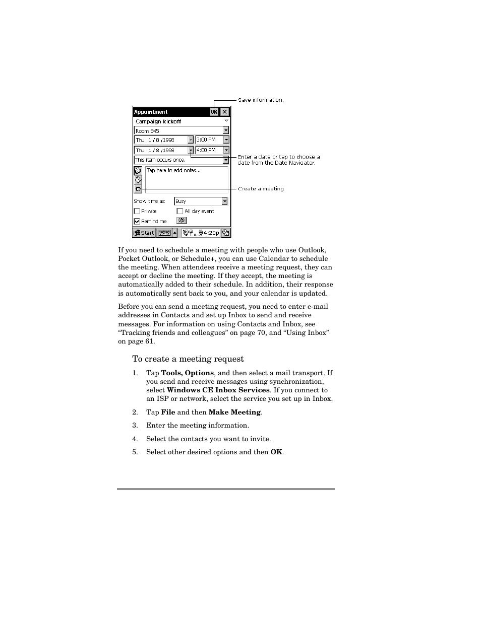 HP Jornada 420 User Manual | Page 73 / 146