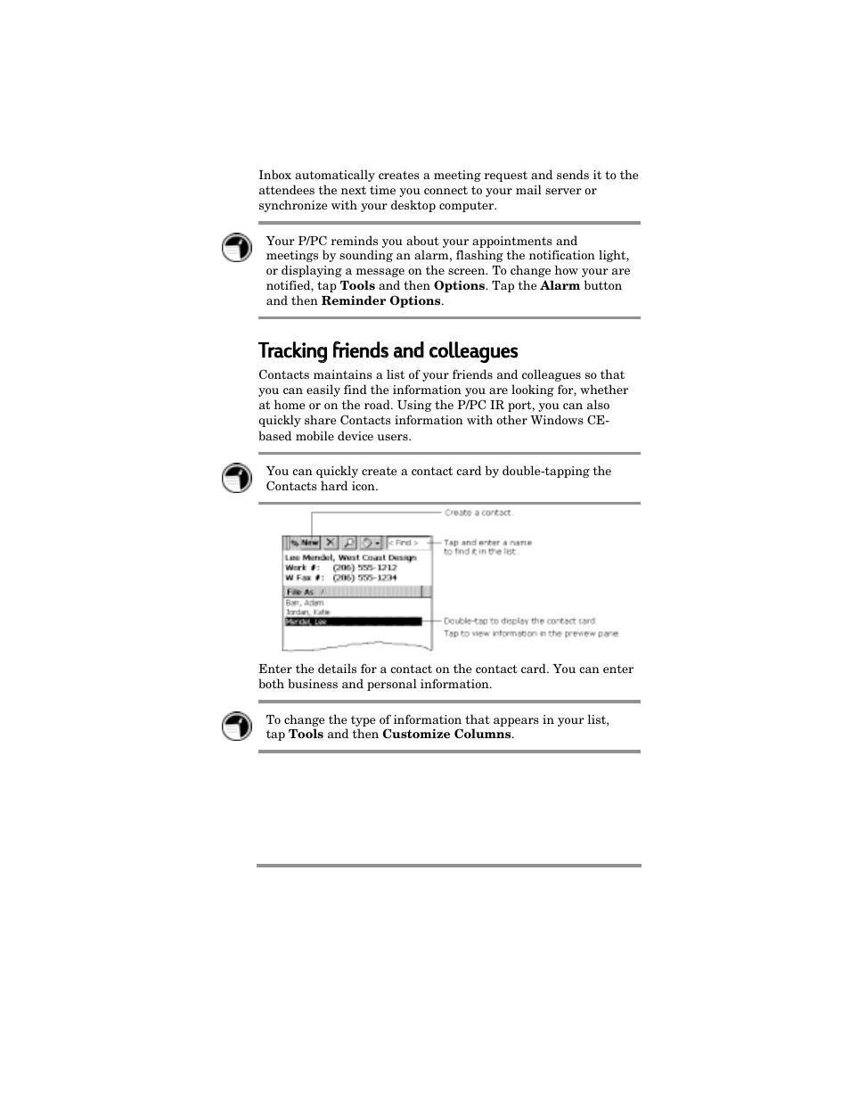 Tracking g ffriends s aand d ccolleagues | HP Jornada 420 User Manual | Page 74 / 146