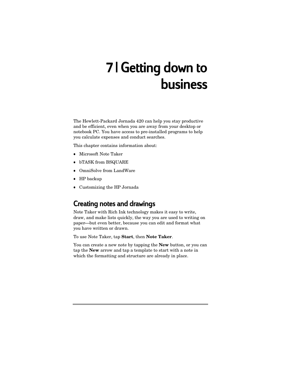 7 7 | | ggetting g do down n tto business | HP Jornada 420 User Manual | Page 81 / 146