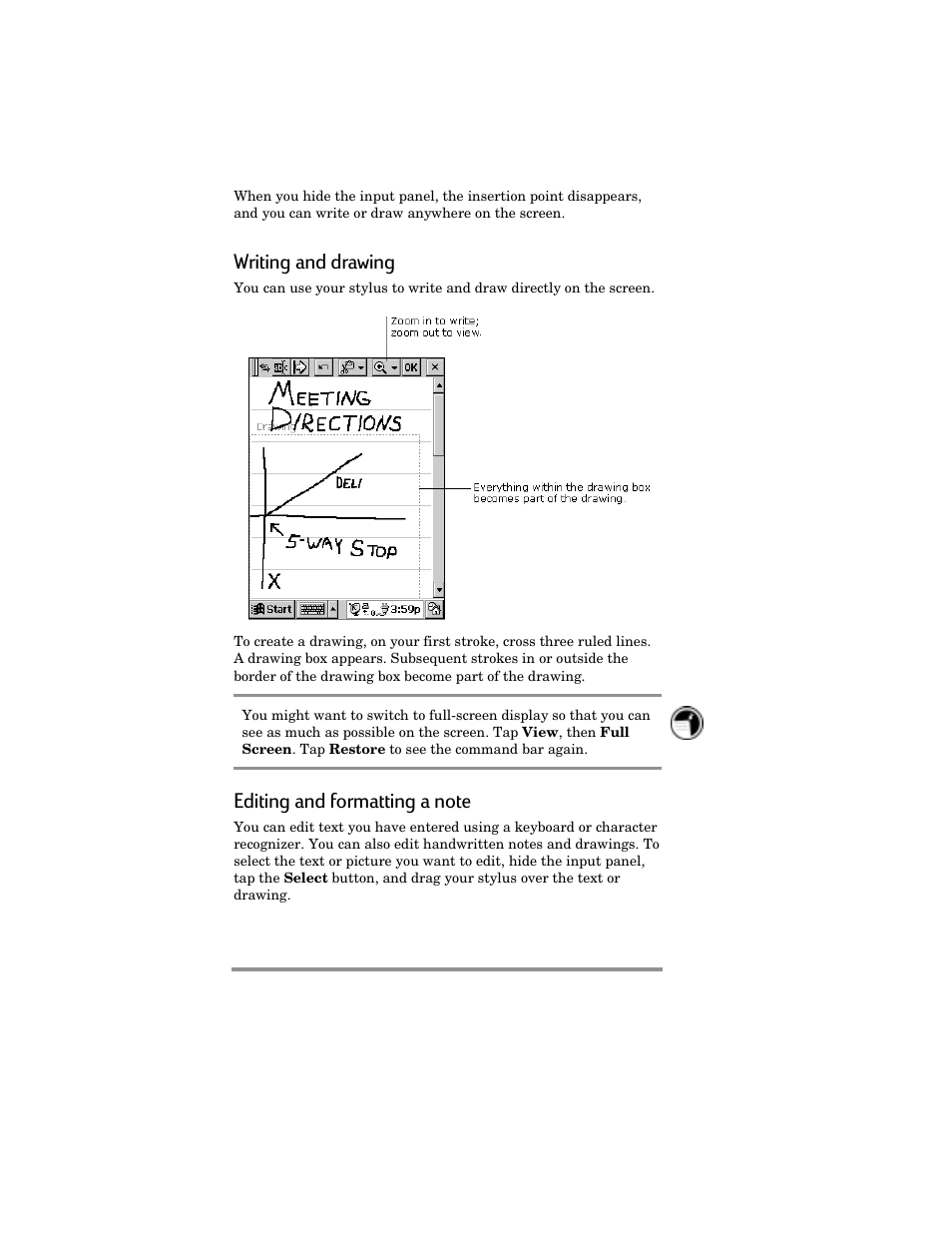 Writing and drawing | HP Jornada 420 User Manual | Page 83 / 146