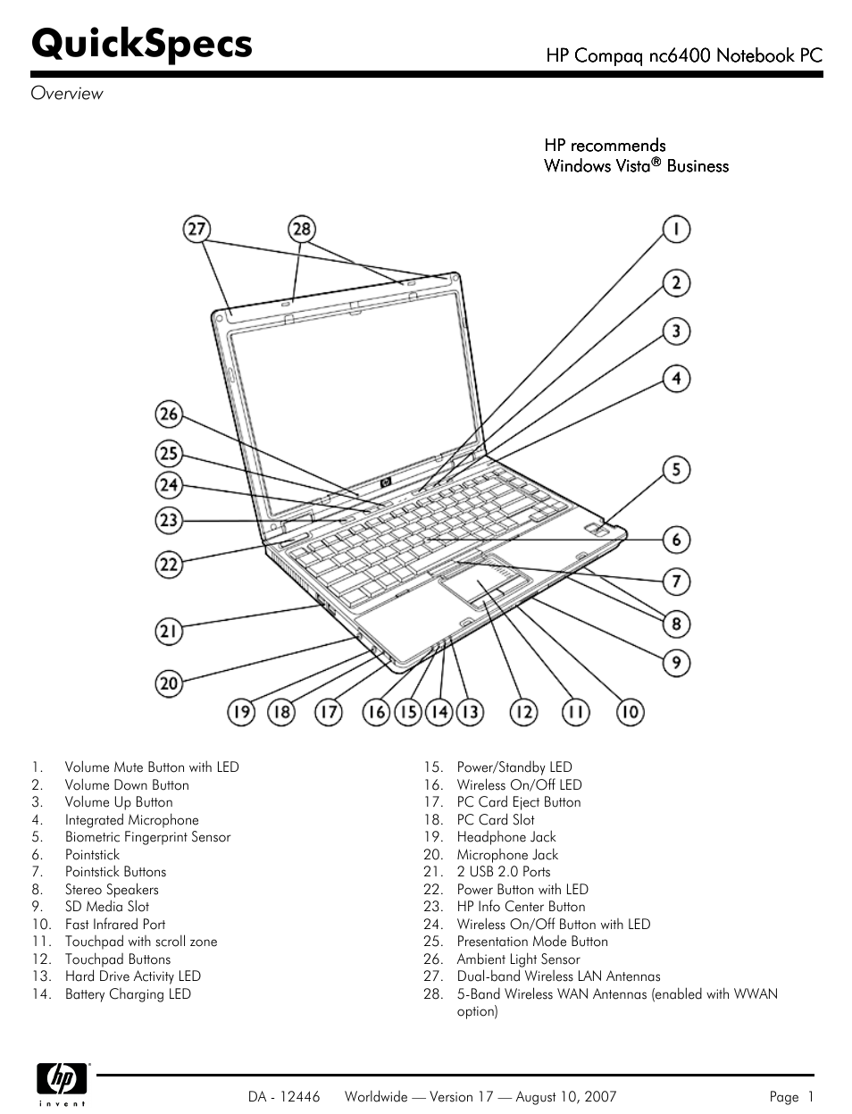 HP NC6400 User Manual | 44 pages