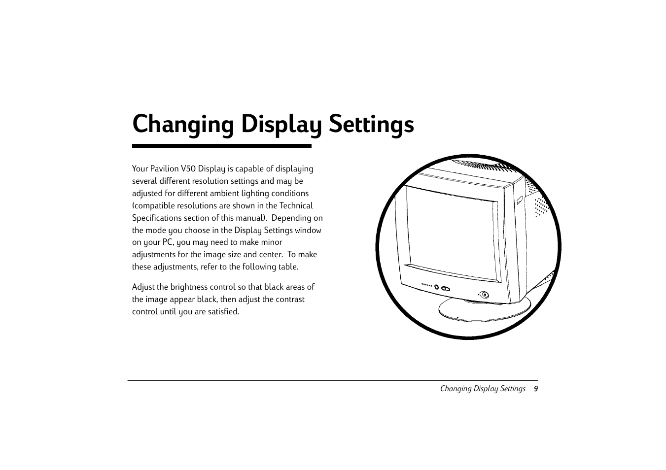 Changing display settings | HP Pavilion v50 User Manual | Page 14 / 22