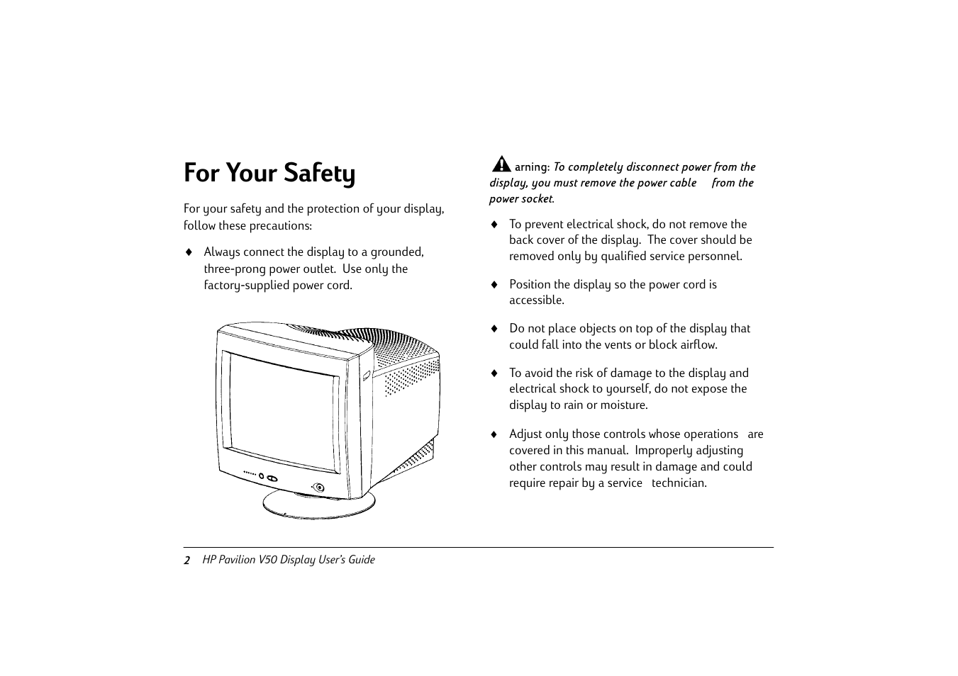 For your safety | HP Pavilion v50 User Manual | Page 7 / 22