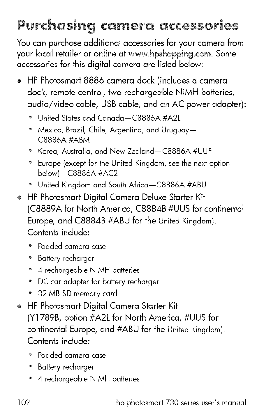 7'yi^rhaslng con ^ ^//cessories | HP 730 User Manual | Page 100 / 115