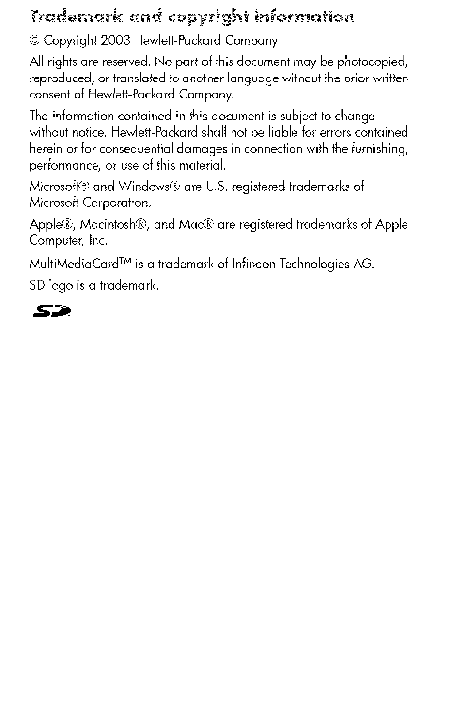 Riemark and copyright ¡nformation | HP 730 User Manual | Page 115 / 115