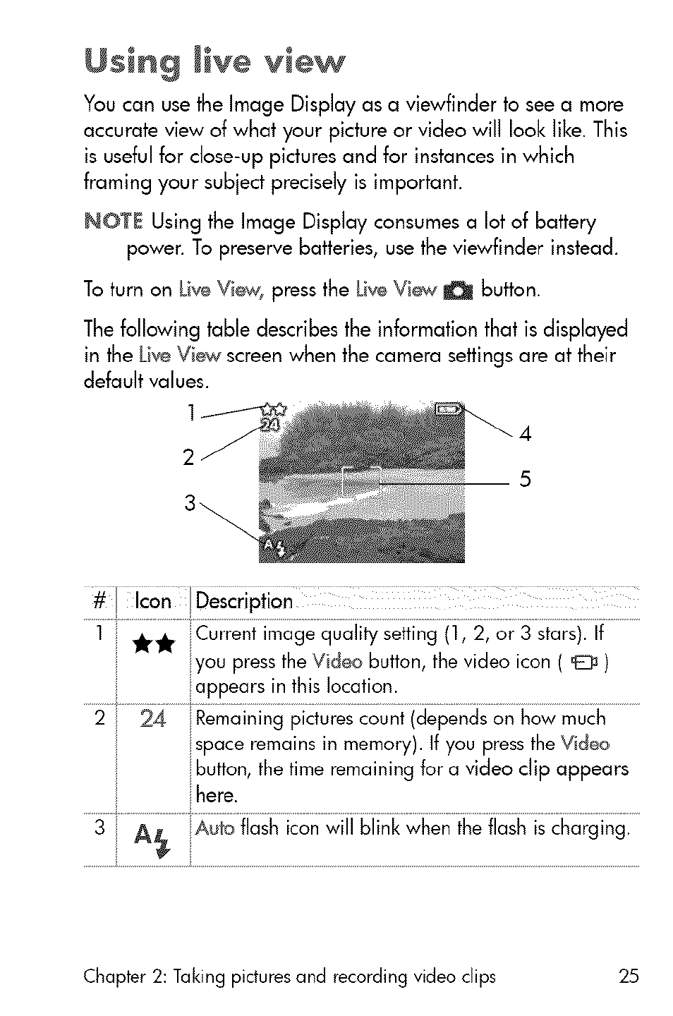 Using liwe wiew | HP 730 User Manual | Page 23 / 115