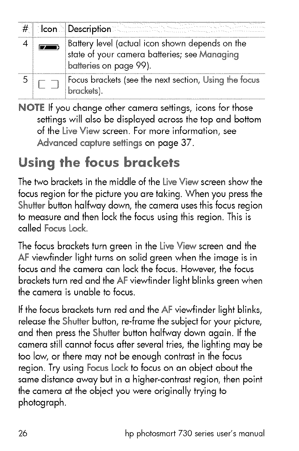 Using the focws brackets | HP 730 User Manual | Page 24 / 115