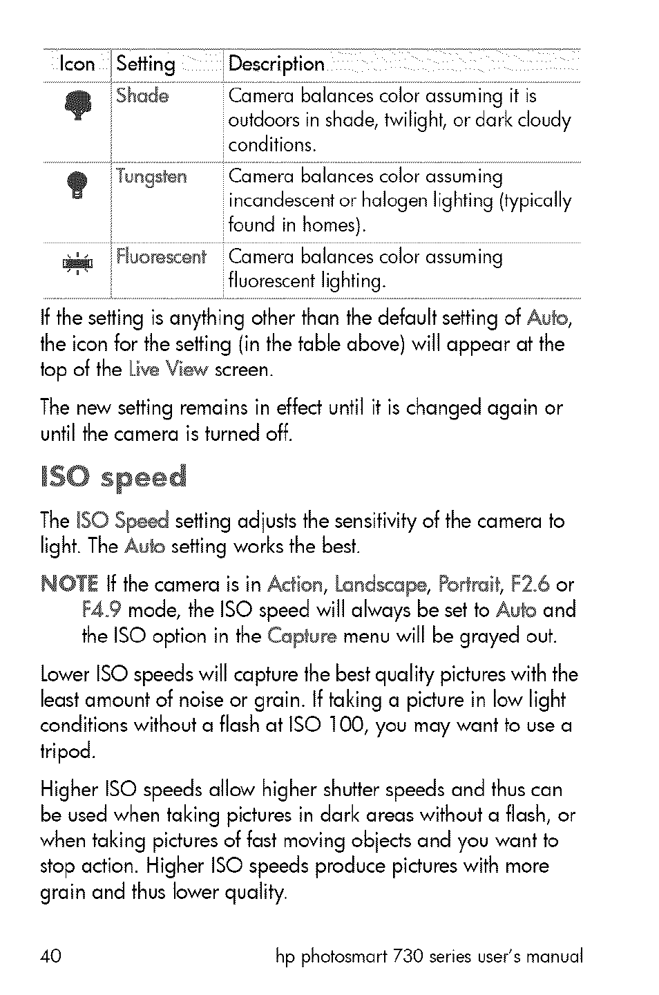 Iso speed | HP 730 User Manual | Page 38 / 115