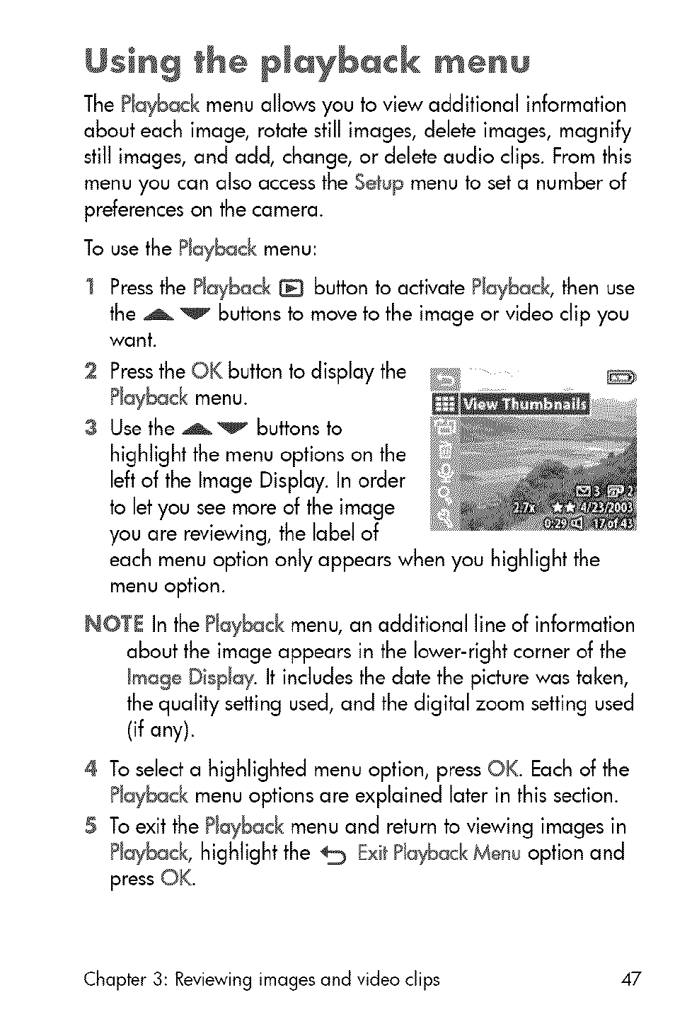 Using the playback menu | HP 730 User Manual | Page 45 / 115