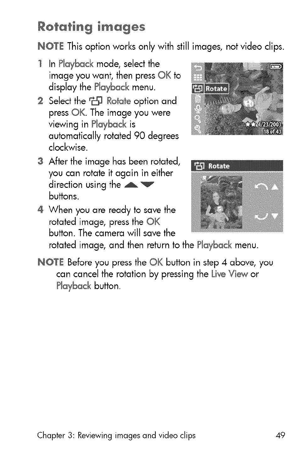 Iotating inioges | HP 730 User Manual | Page 47 / 115