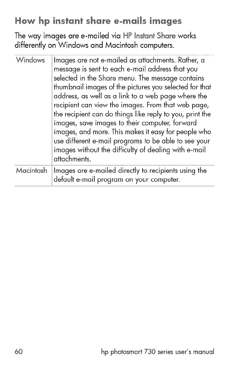 How hp ¡iisfant share e-mails images | HP 730 User Manual | Page 58 / 115