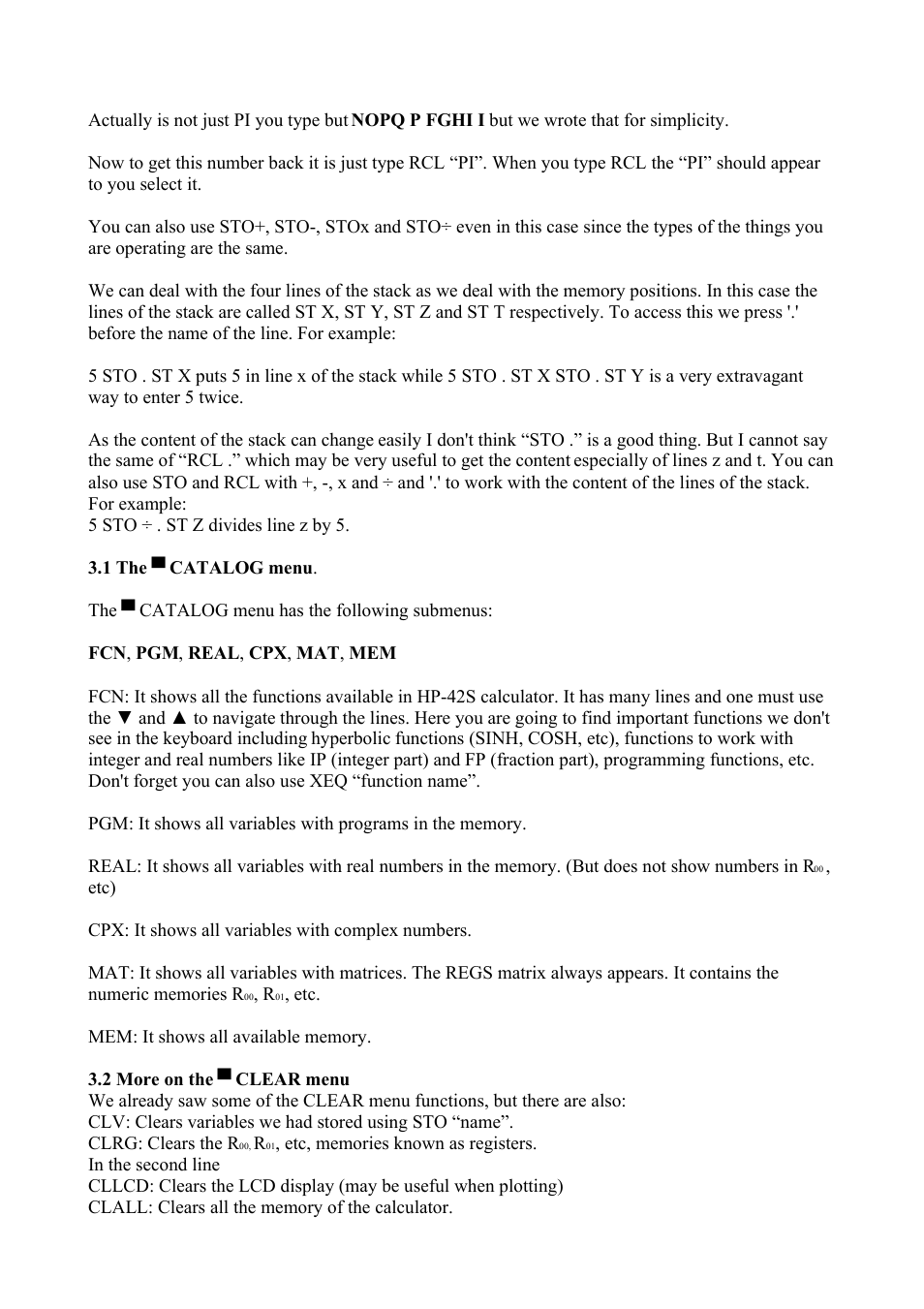 HP 42S User Manual | Page 13 / 33