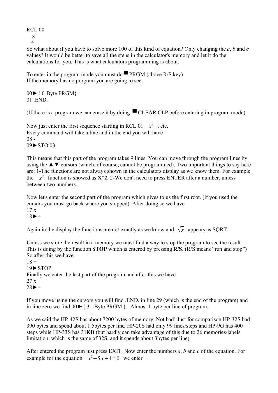 HP 42S User Manual | Page 19 / 33