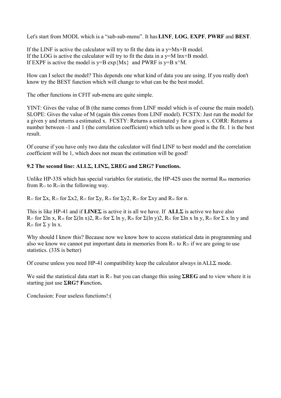 HP 42S User Manual | Page 27 / 33