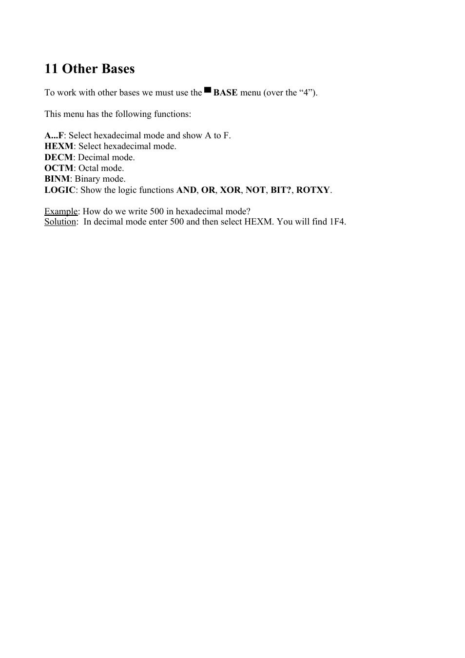 11 other bases | HP 42S User Manual | Page 31 / 33