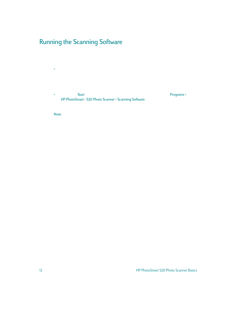 Running the scanning software | HP S20 User Manual | Page 14 / 46