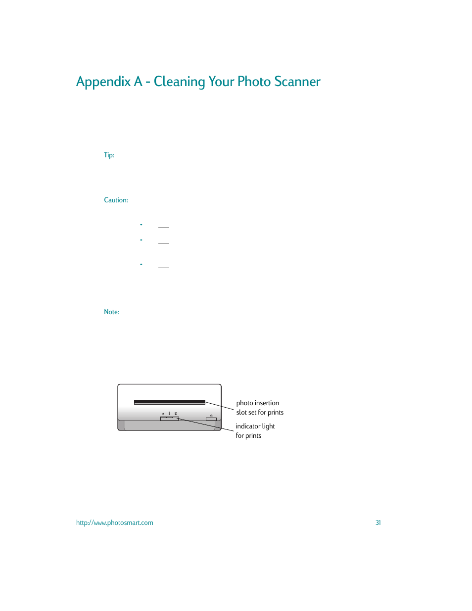 Appendix a - cleaning your photo scanner | HP S20 User Manual | Page 33 / 46