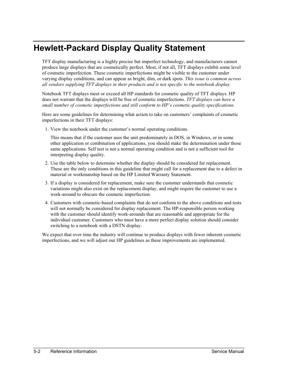 Hewlett-packard display quality statement, Hewlett-packard display quality statement -2 | HP ze4200 User Manual | Page 123 / 126