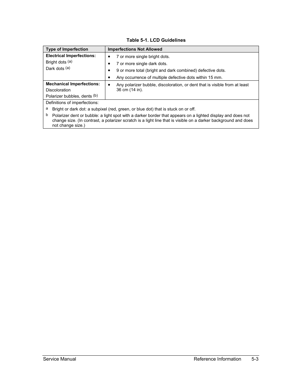 Table 5-1. lcd guidelines -3 | HP ze4200 User Manual | Page 124 / 126