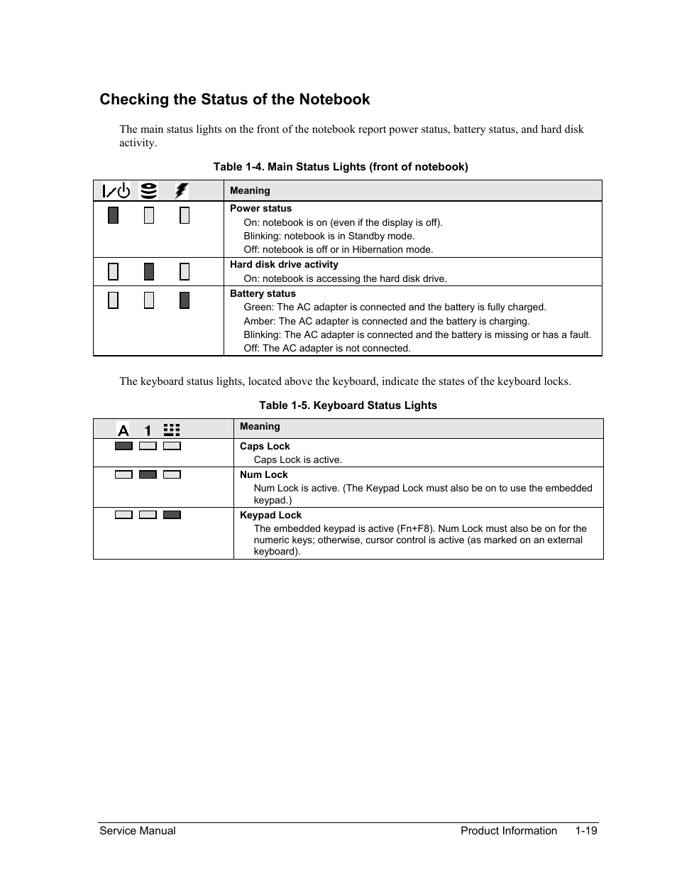 Checking the status of the notebook, Checking the status of the notebook -19 | HP ze4200 User Manual | Page 25 / 126
