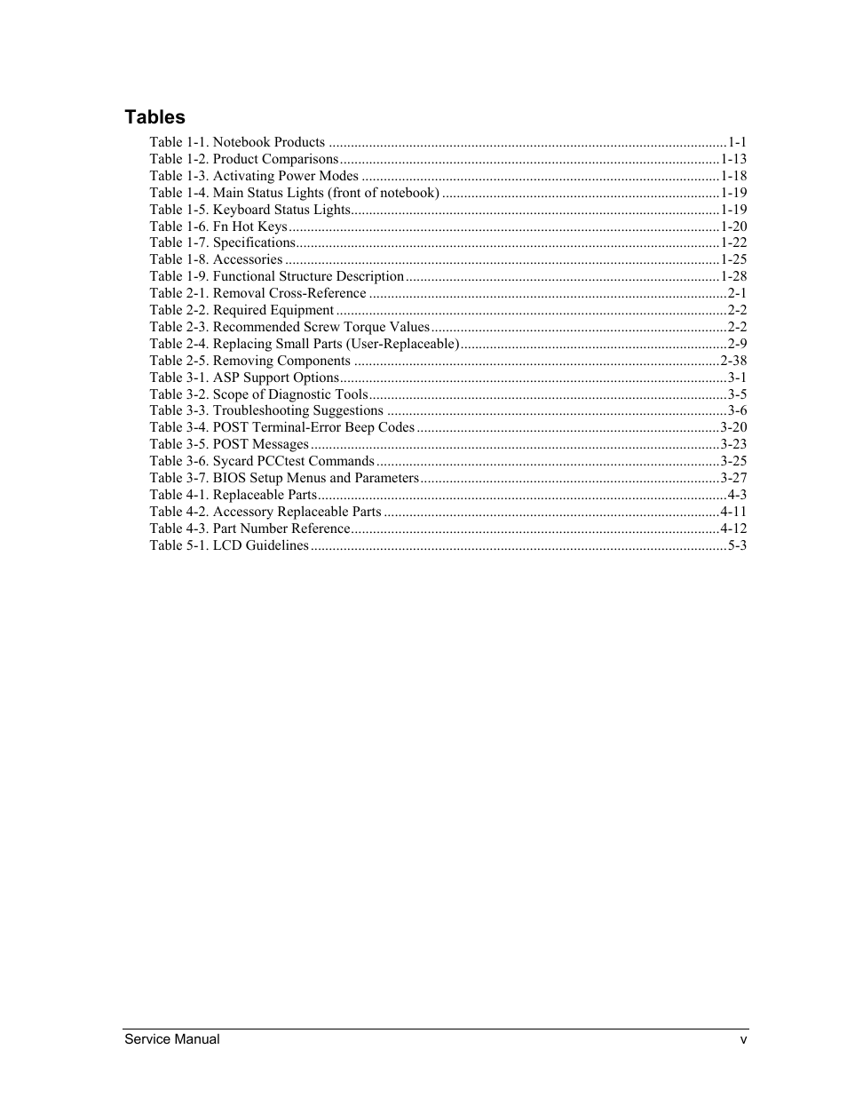 Tables | HP ze4200 User Manual | Page 5 / 126