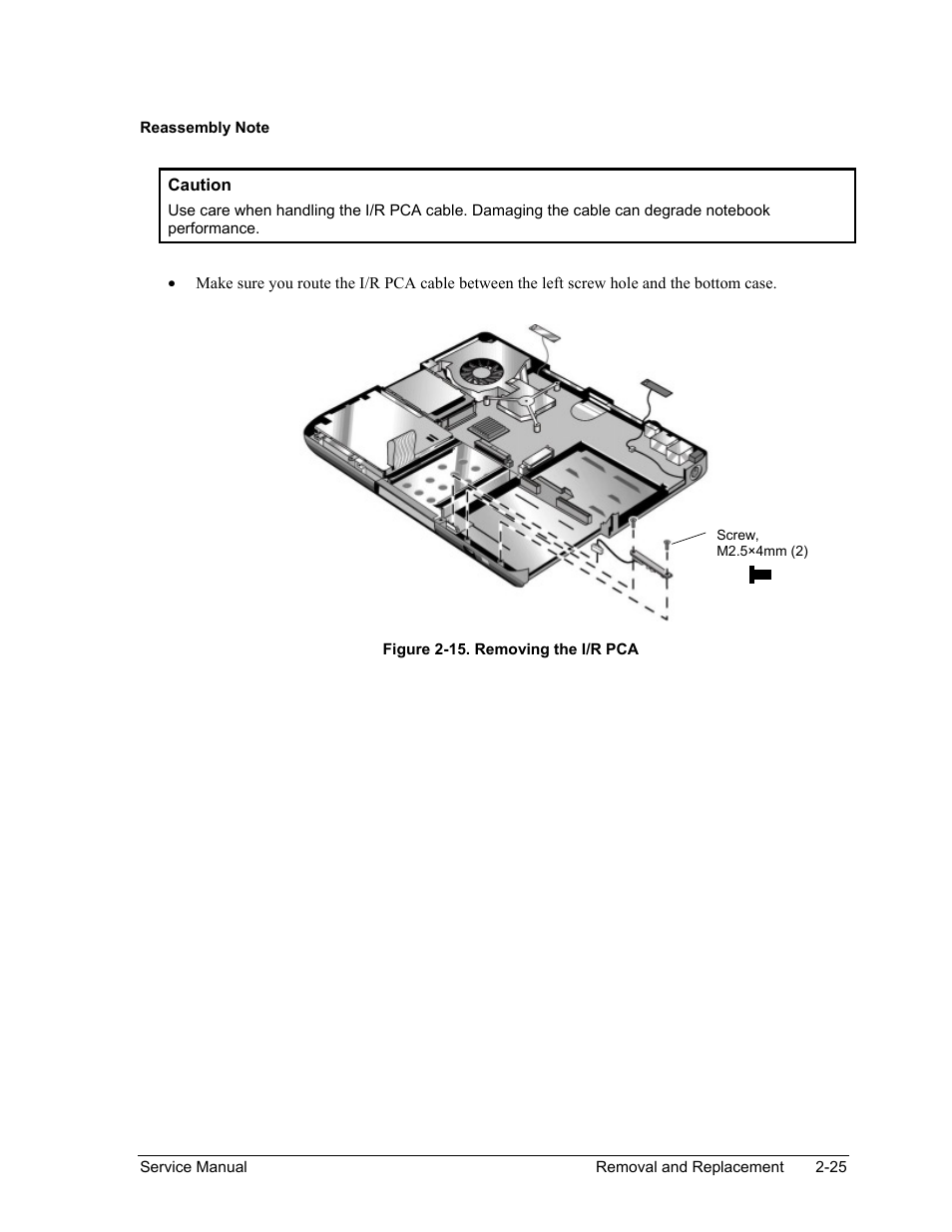 Figure 2-15. removing the i/r pca -25 | HP ze4200 User Manual | Page 59 / 126