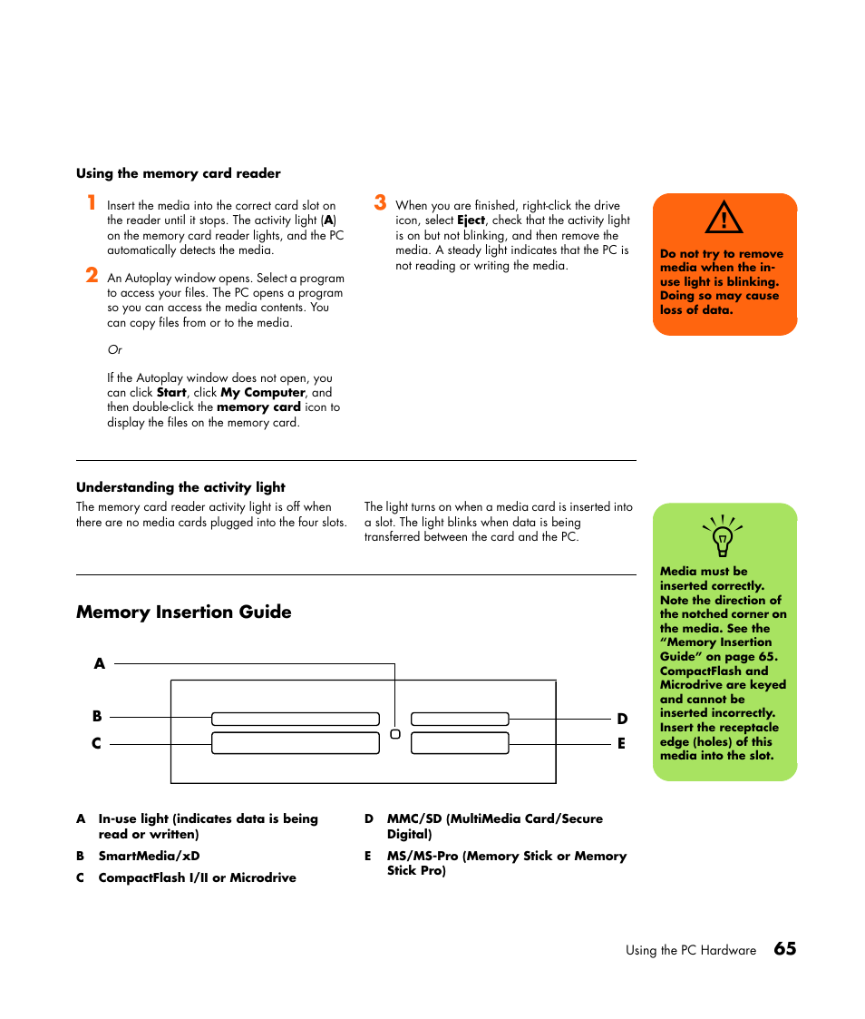 Memory insertion guide | HP Getting Started Guide User Manual | Page 69 / 80