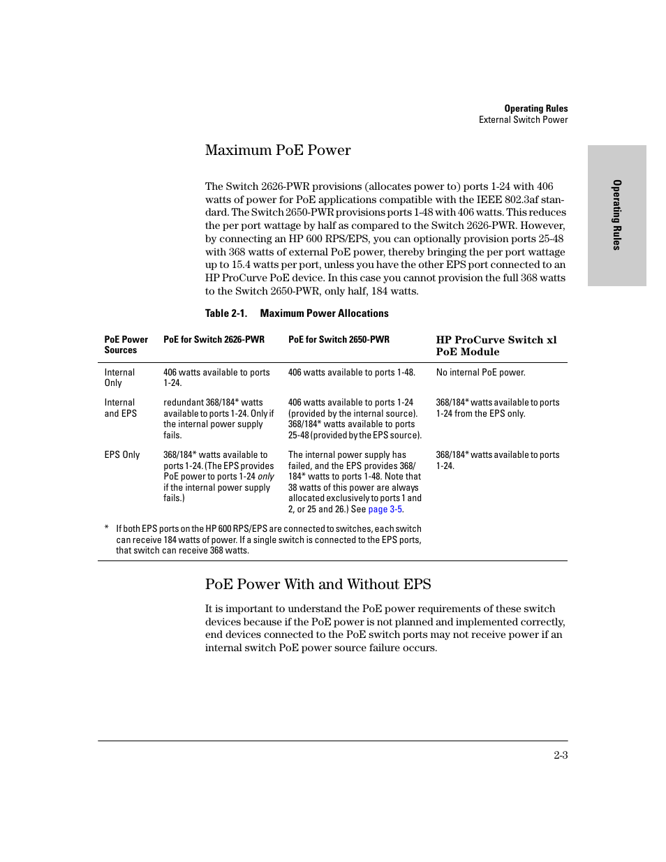 Maximum poe power, Poe power with and without eps, Maximum poe power -3 | Poe power with and without eps -3 | HP procurve J8164A User Manual | Page 13 / 32