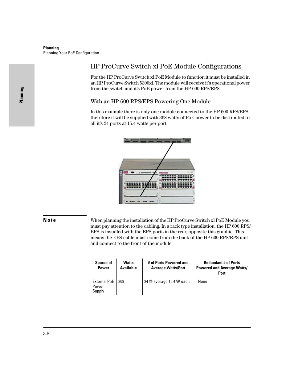 Hp procurve switch xl poe module configurations, With an hp 600 rps/eps powering one module, Hp procurve switch xl poe module configurations -8 | With an hp 600 rps/eps powering one module -8 | HP procurve J8164A User Manual | Page 24 / 32