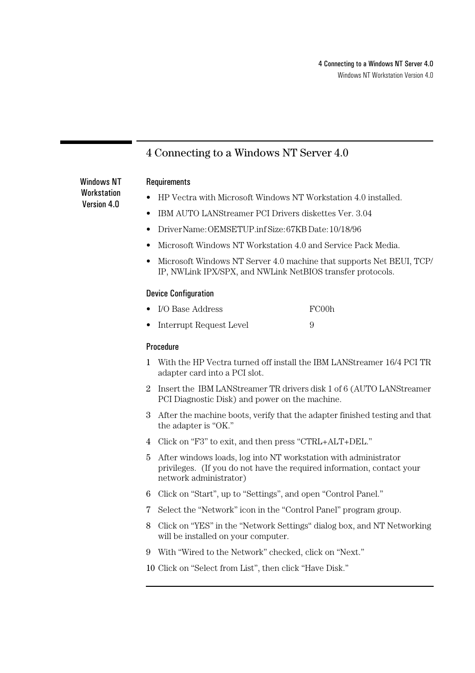 4 connecting to a windows nt server 4.0 | HP 04H8095 User Manual | Page 19 / 28