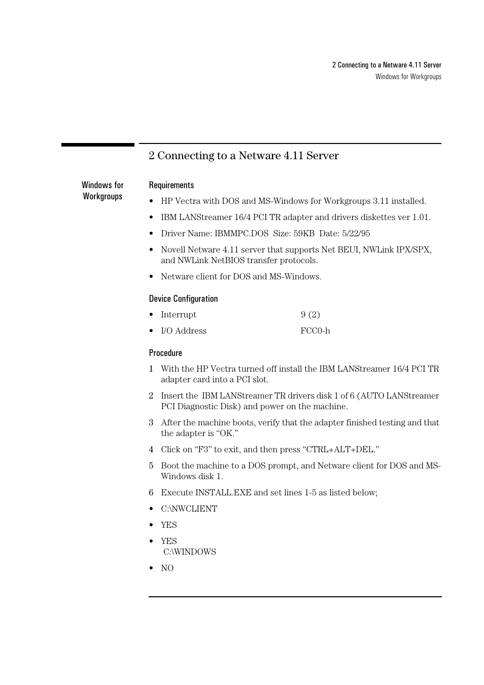 2 connecting to a netware 4.11 server | HP 04H8095 User Manual | Page 7 / 28