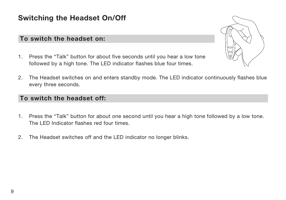 Switching the headset on/off | HP F8T064UKHP User Manual | Page 12 / 26