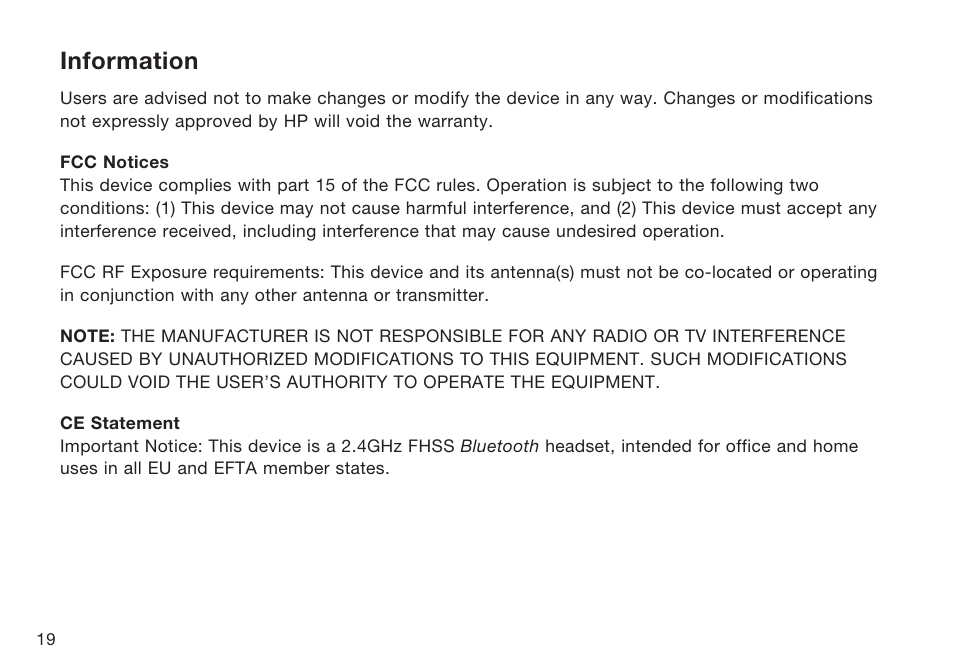 Information | HP F8T064UKHP User Manual | Page 22 / 26