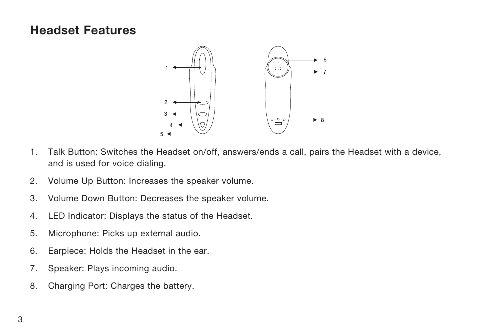 Headset features | HP F8T064UKHP User Manual | Page 6 / 26