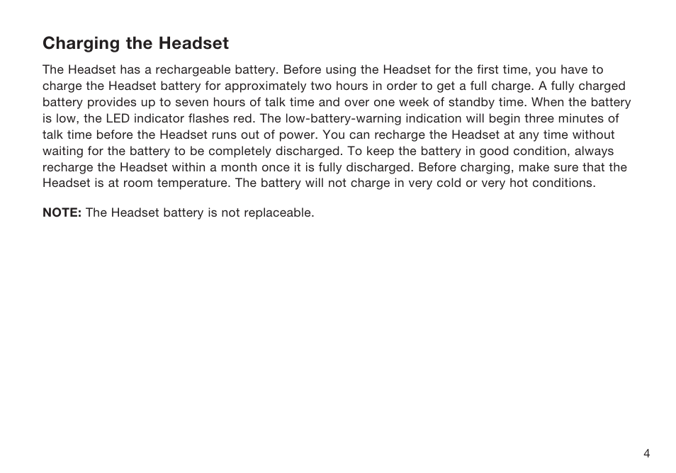 Charging the headset | HP F8T064UKHP User Manual | Page 7 / 26