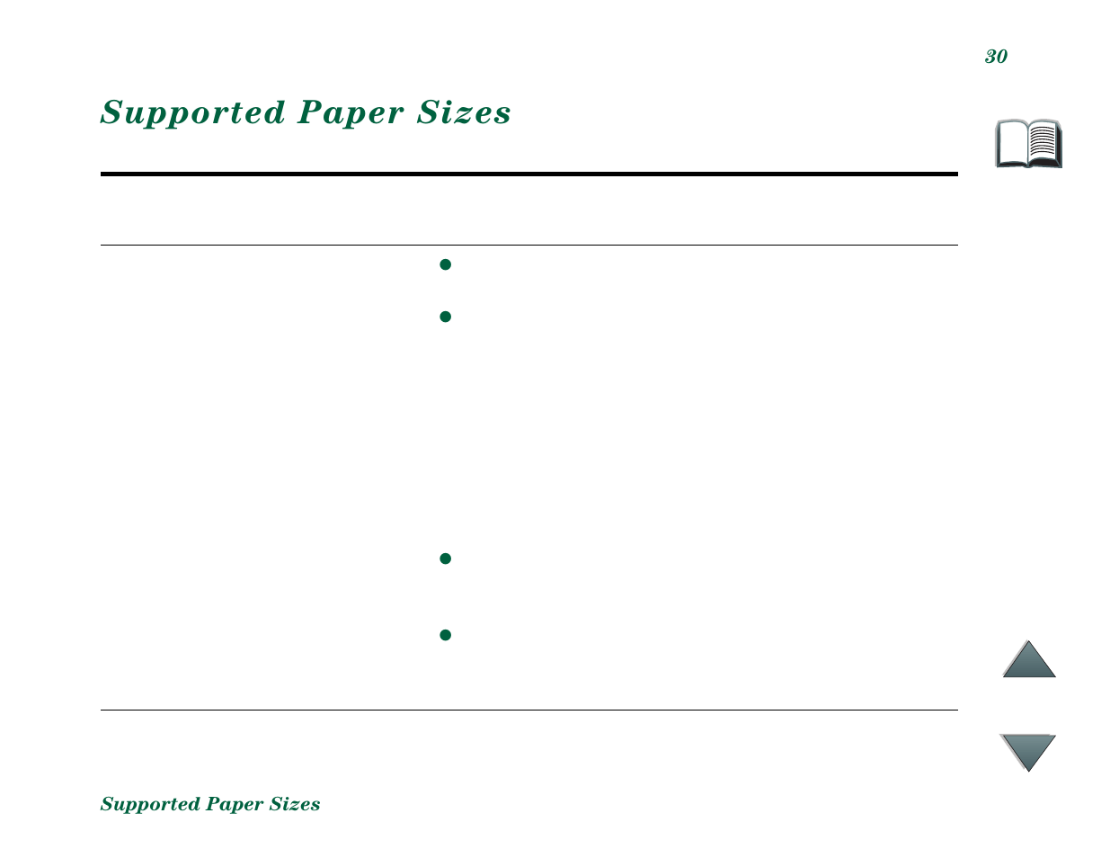 Supported paper sizes | HP C4779x User Manual | Page 30 / 37